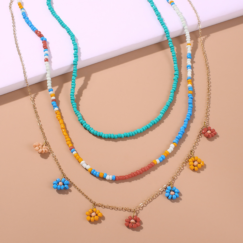 Ethnic Style Rice Bead Necklace Fashion Forest Flowers Holiday Style Clavicle Chain Jewelry Wholesale Nihaojewelry display picture 2