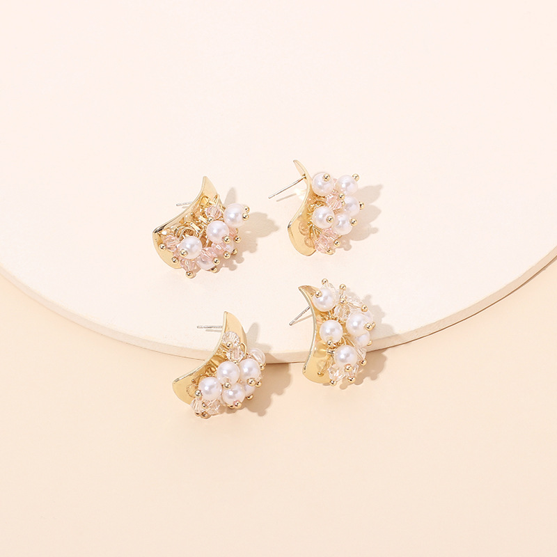 10g Weight Earrings Classification Wedding, Travel, Birthday, Festival Occasion Women'S Gender Pink, Transparent Color  Crystal Pearl Tassel  Korean Earrings 1