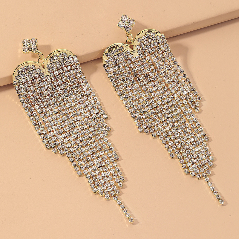 Full Diamond Tassel Retro Earrings display picture 5