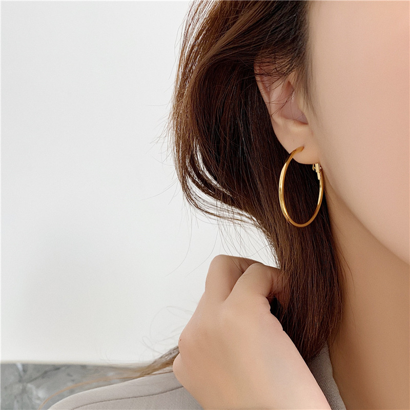 Hoop Earrings Classification 1 Pair Quantity Daily Occasion Fashion Solid Color Titanium Steel Plating Hoop Earrings 1 Pair