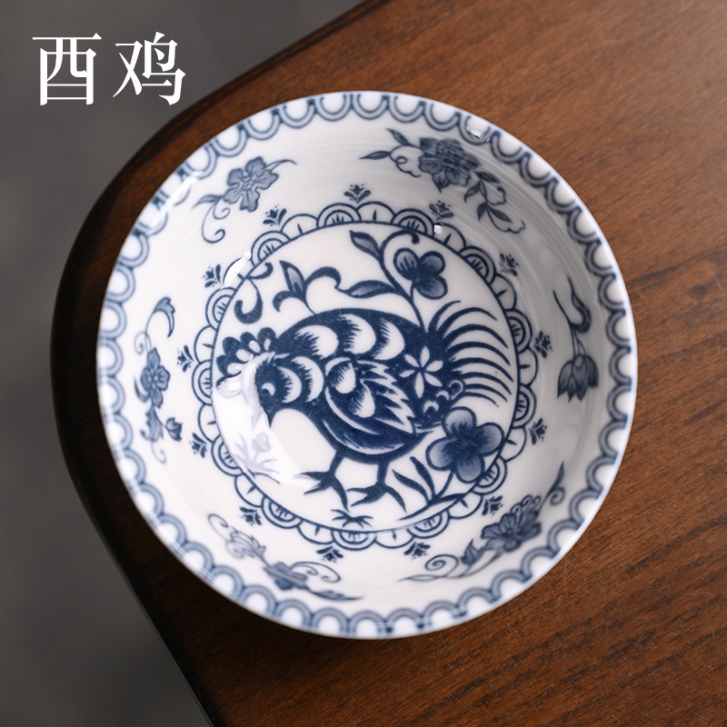お茶の杯の陶磁器の単一の青花の磁器の杯の小さいサイズだけの工夫の3才のコップの主人の杯の卸売りは送ります。|undefined