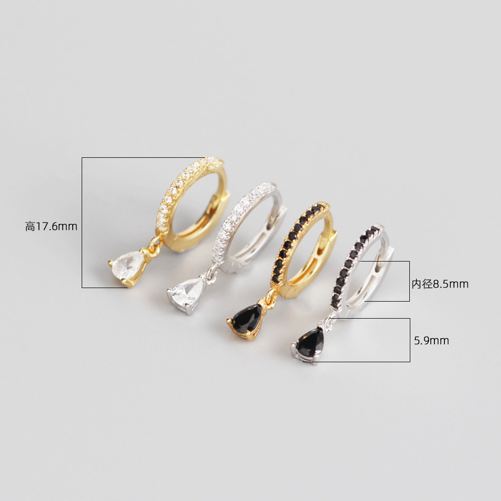 S925 sterling silver geometric water drop diamond ear buckle wholesale Nihaojewelry