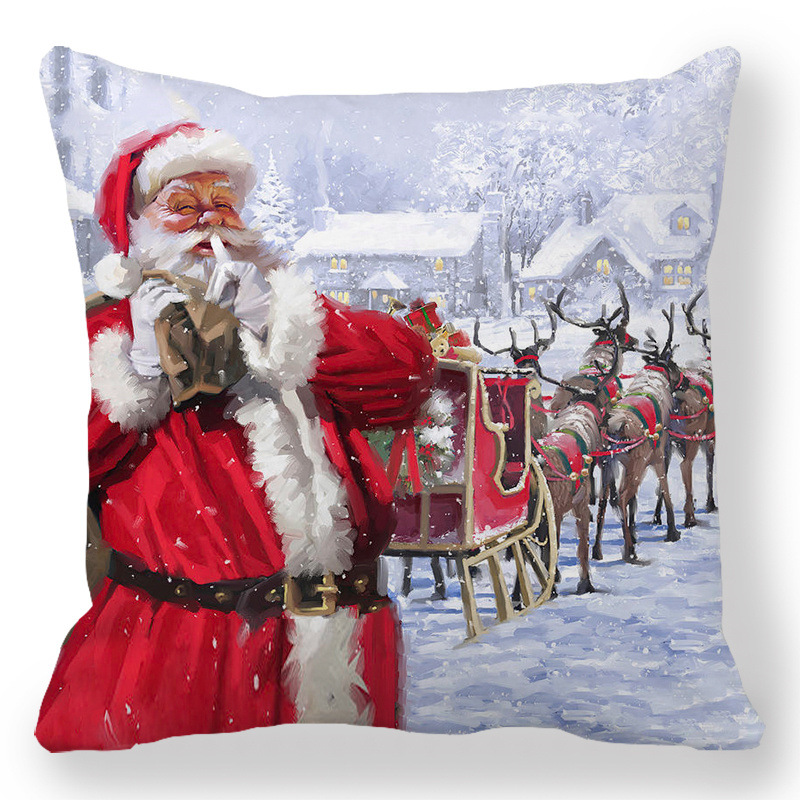 Pastoral Santa Claus Elk Cotton Pillow Cases display picture 3