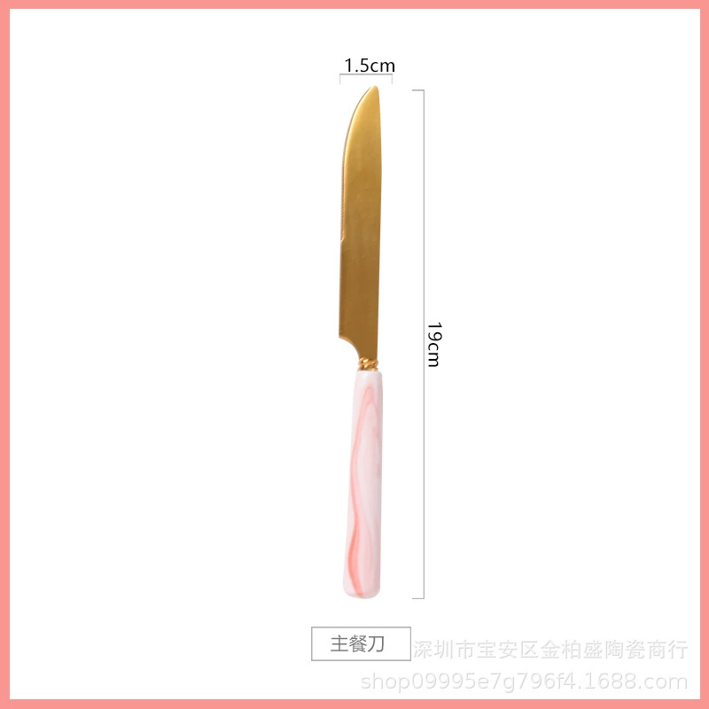Tableware stainless steel — Ceramic-handle cutlery, marble patterns, coffee & fruit forks, 5-piece sets