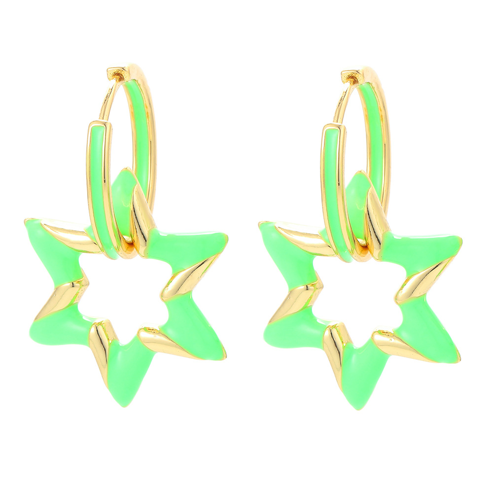 fashion oil drop color geometric star copper earringspicture6