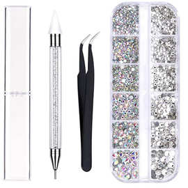 美甲AB钻水钻 白色双头硅胶点钻笔 镊子套装