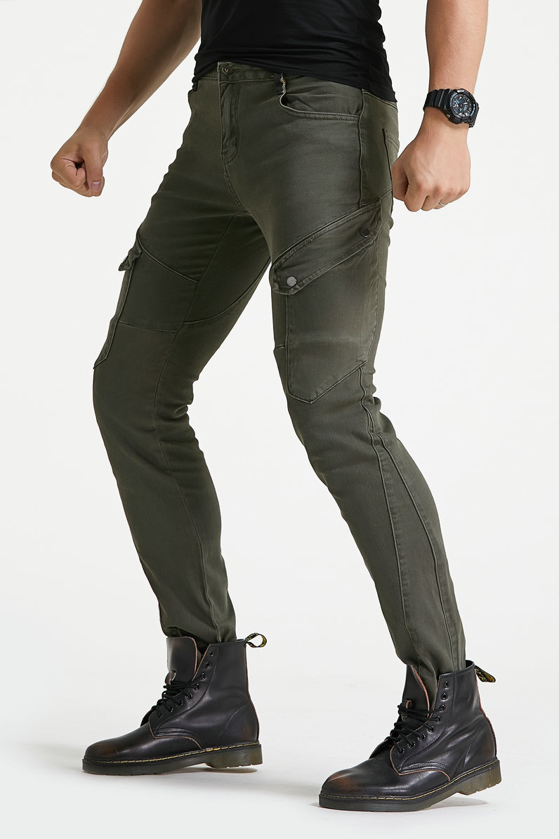 Pantalones vaqueros de la motocicleta de los hombres y de las mujeres ocasionales de la motocicleta que montan los pantalones anti-caída de las rodilleras alargadas ajustables incorporadas