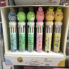 Creative cartoon 8-color ballpoint pen for primary school students smooth writing 0.5mm multi-functional multi-color pen with oil-based pen 10 colors