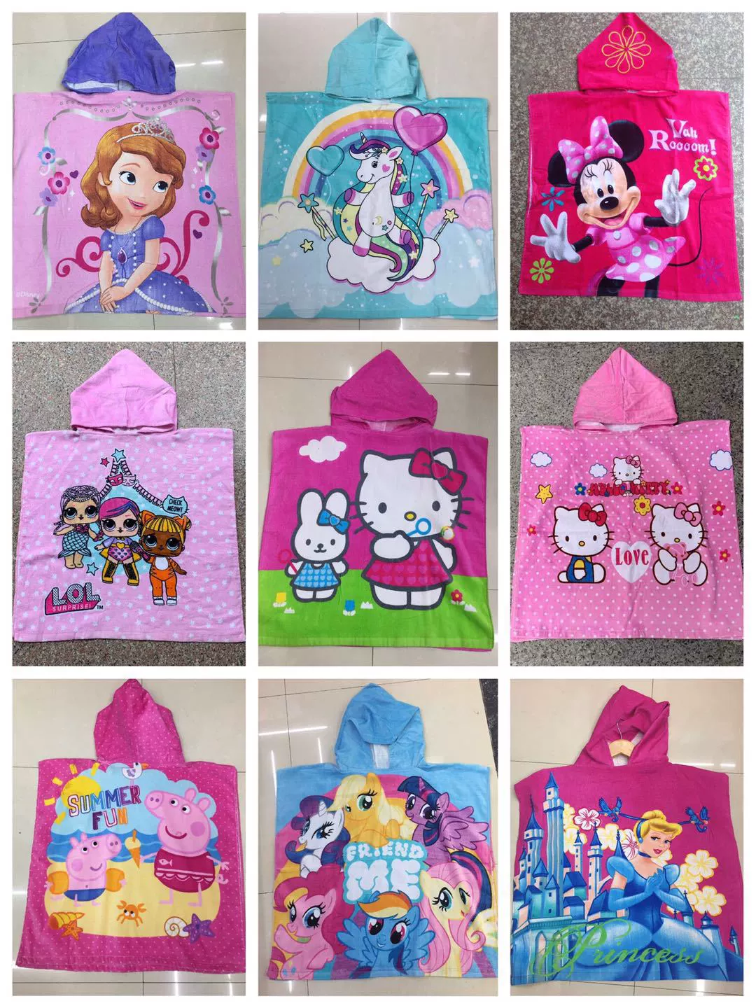 Полотенце ванны пляжа мультфильма хлопка пончо плаща милых детей с капюшоном активное