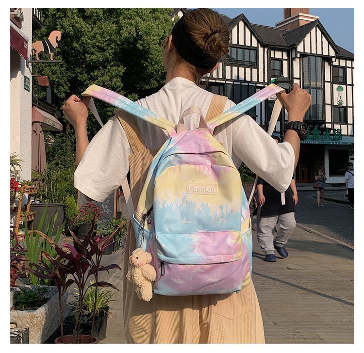 Schult Asche Für Frauen 2020 Neue Koreanische Version Des College-stils Persönlichkeit Farbverlauf Farbe Batik Mädchen Schüler Schult Asche Japanischer Rucksack display picture 63