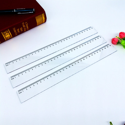 Manufactor wholesale study Supplies Draw 30cm Transparent plastic Straightedge logo advertisement to work in an office Stationery Ruler Customized