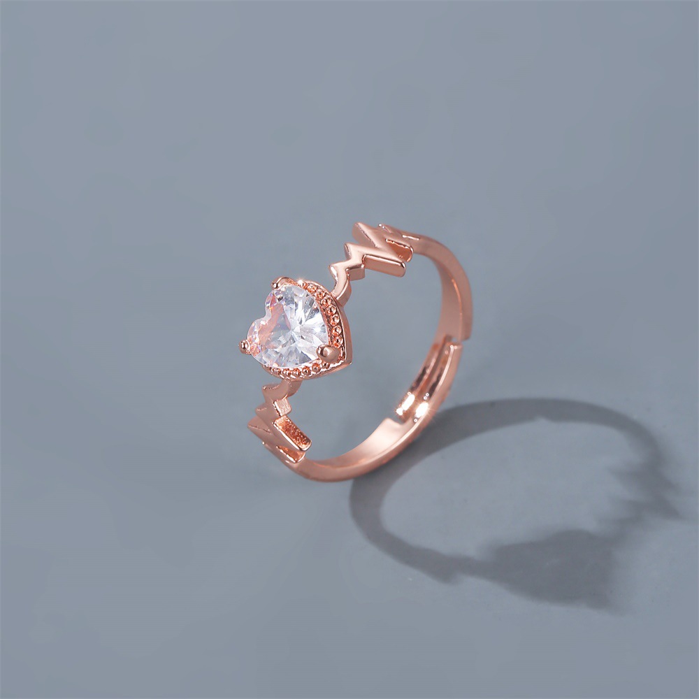 Nouvelle Bague Créative Ecg Amour Anneau Zircon Coeur Anneau Bijoux En Gros Nihaojewelry display picture 4