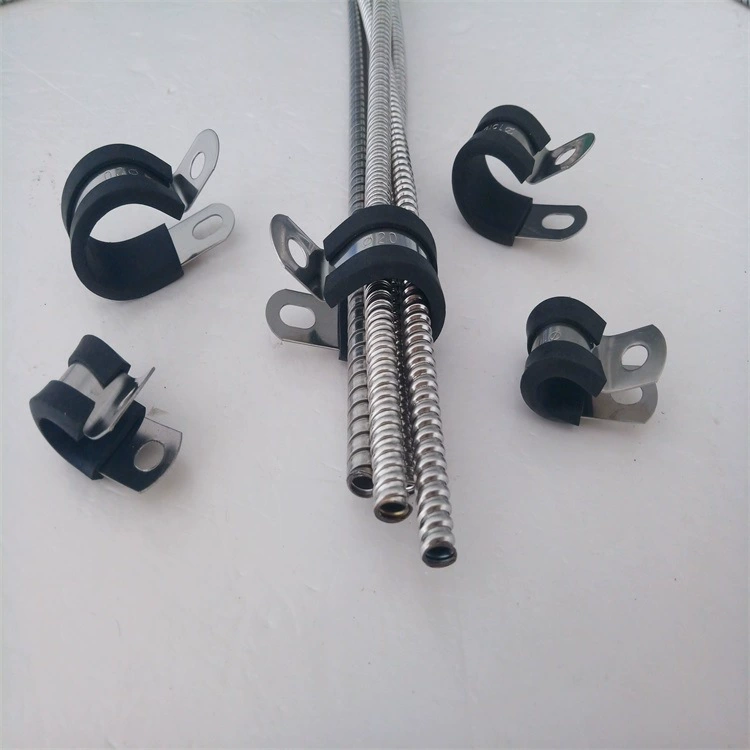 EPDM bonded snake skin hose clamp R-type with gasket metal clip non-slip wear-resistant
