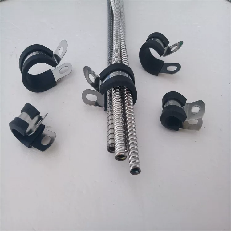 EPDM bonded snake skin hose clamp R-type with gasket metal clip non-slip wear-resistant