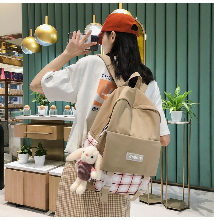 Schoolbag Korean Fashion Harajuku Cute Girl Student Small Fresh Contrast Color Plaid Backpack  Wholesale Nihaojewelry display picture 8