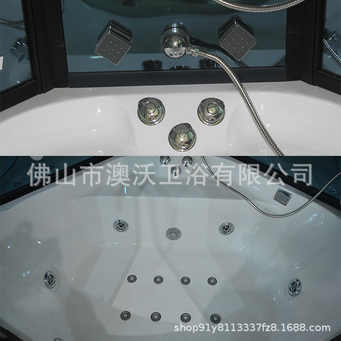 Sala de vapor blanca en forma de abanico de 1,5 m con bañera sala de sauna de vapor húmedo baño completo baño Baño