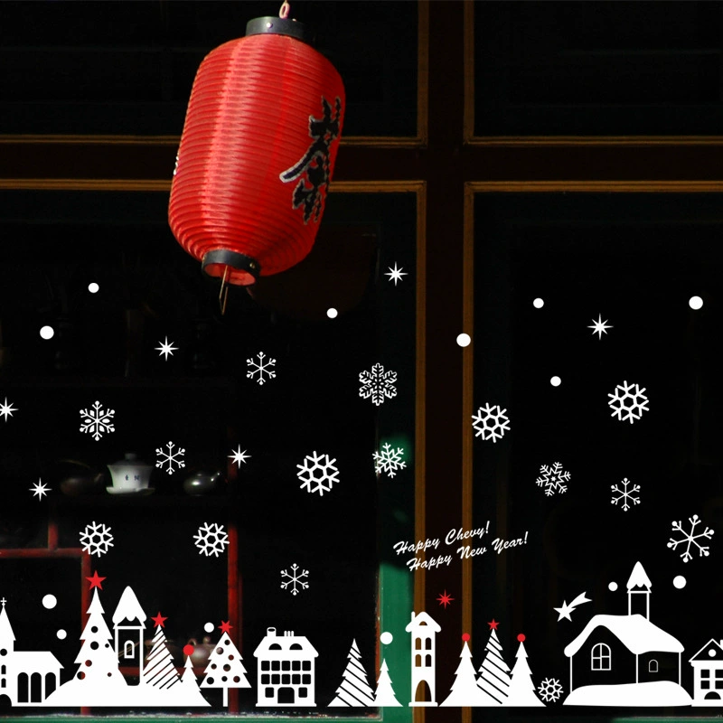 Детский Рождественский клей Снежинка наклейки оконное стекло магазин сцена макет украшения XL801 Рождественский коттедж