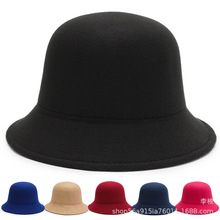 新款女士帽子秋冬新款韩版盆帽时尚街头风毛毡礼帽中老年优雅帽子