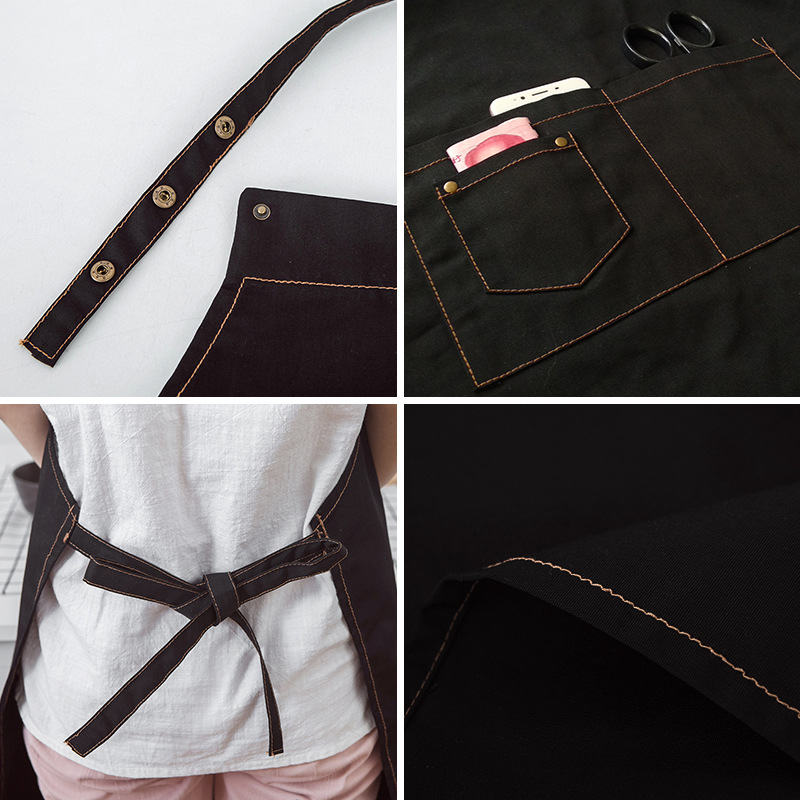 Estilo coreano de la manera té leche comida rápida hamburguesa postre tienda hornear delantal sin mangas imprimible logo trajes