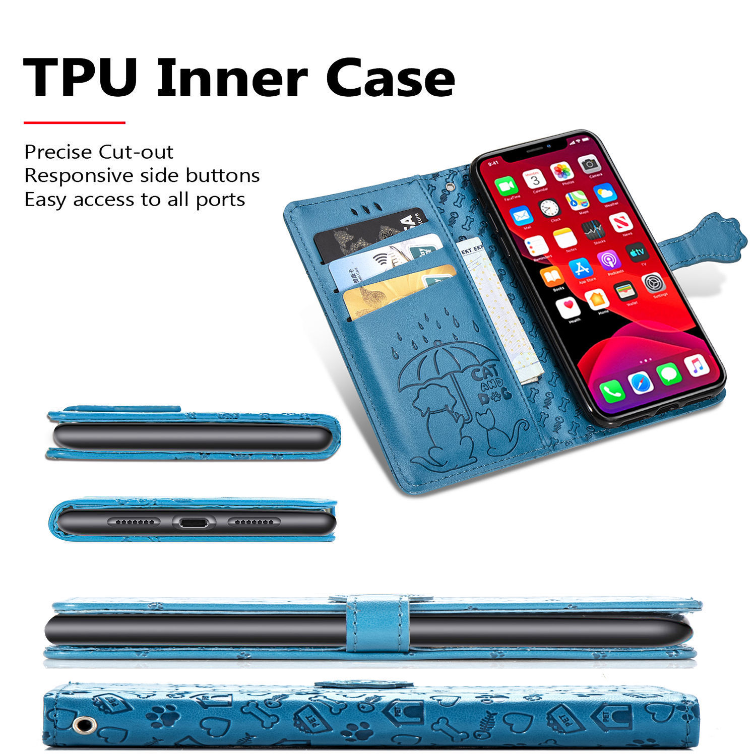 Embossed Leather Phone Case Wallet Card Holder For Iphone_voghion.com