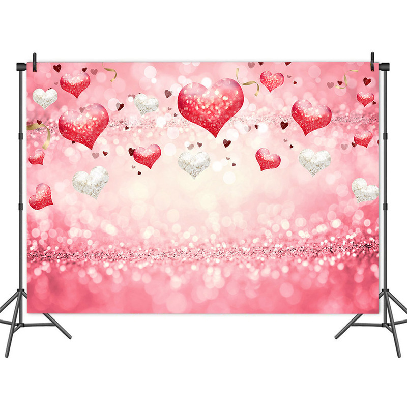 Foreign trade new Amazon Valentine's Day photography background cloth glitter pink Red Heart party props vinyl5x3ft Foreign trade new Amazon Valentine's Day photography background cloth glitter pink Red Heart party props vinyl5x3ft