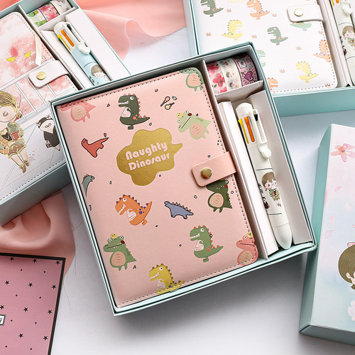 Gifts for children, prizes, cute cartoon ledger set, notebook gift box, notepad, magnetic buckle diary