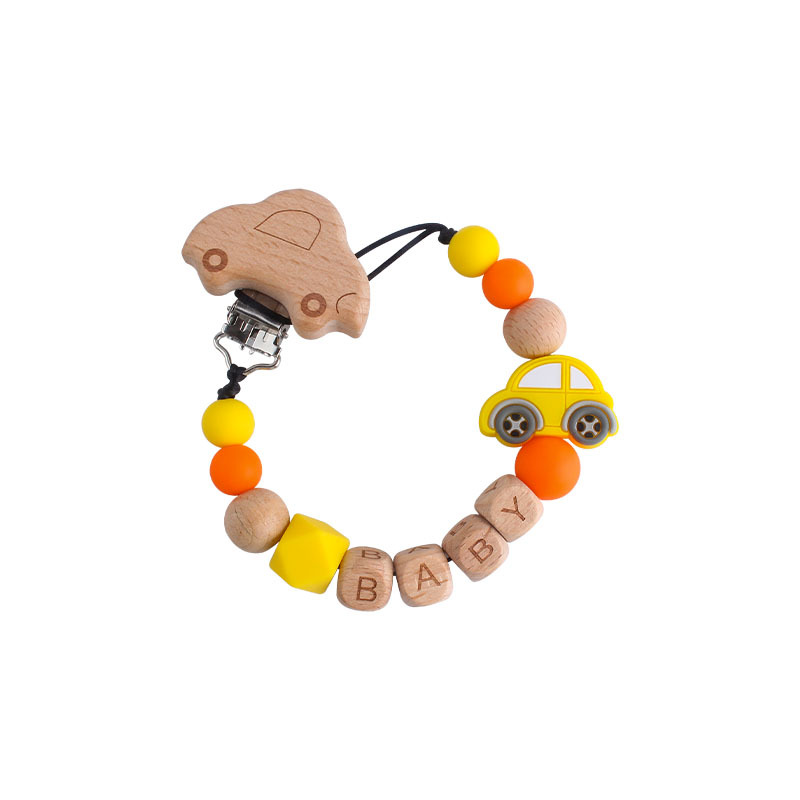 Nueva haya coche chupete clip DIY creativo de dibujos animados de silicona coche bebé nombre chupete cadena