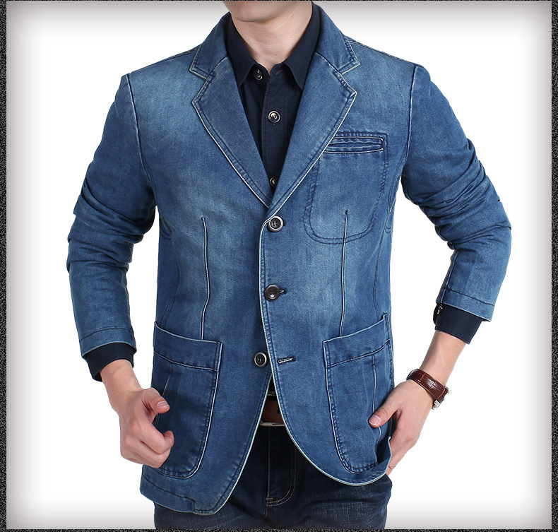 Spring and Autumn New Denim suit men's casual loose plus size youth Denim suit jacket 2182 custom