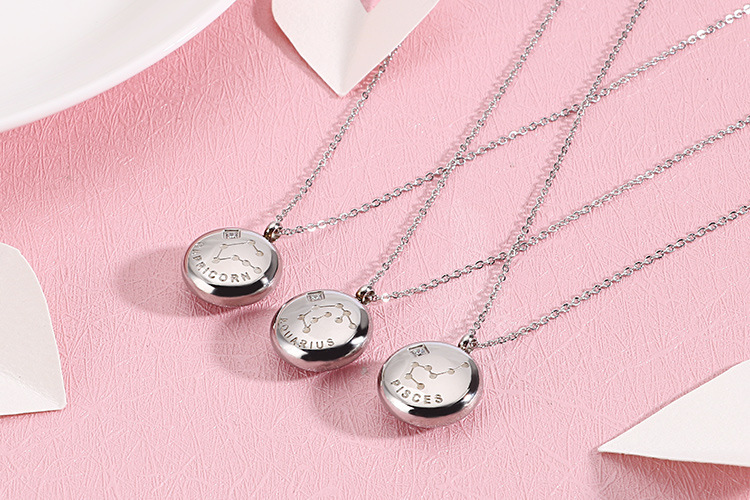 304 Stainless Steel Chain Material Simple Twelve Constellation Titanium Steel Diamond Short Necklace Wholesale Nihaojewelry