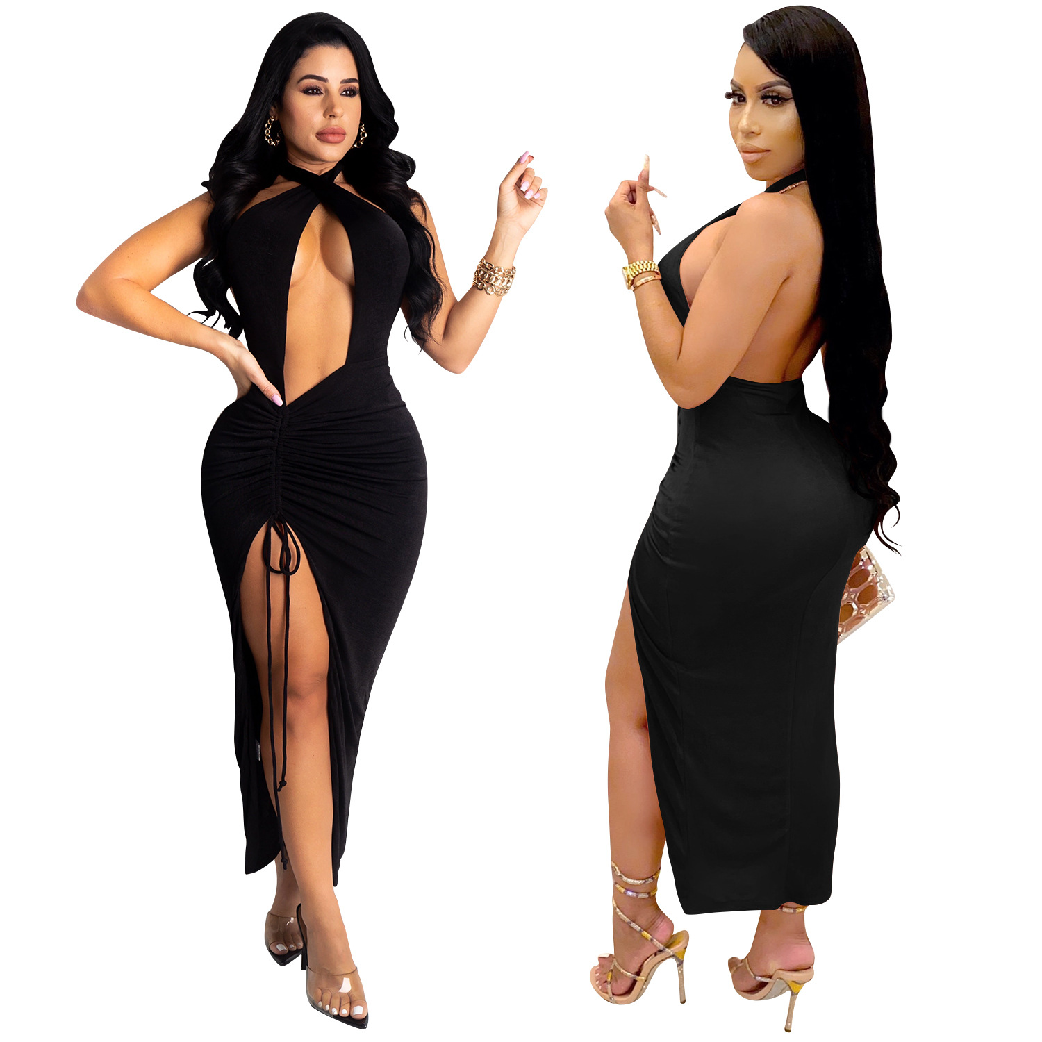 Sexy Hollow Halter Dress NSXYZ68566