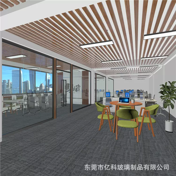 广州装修办公室玻璃隔断墙 工厂厂房不锈钢框12厘钢化玻璃隔断墙