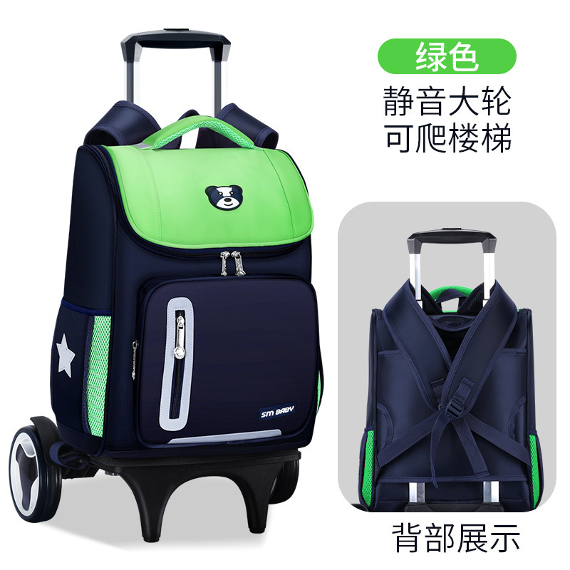 Fábrica de la escuela primaria estudiante carretilla mochila personalizada de tres ruedas de seis ruedas desmontable de doble uso escalera escalada personalizada impresa LOGO