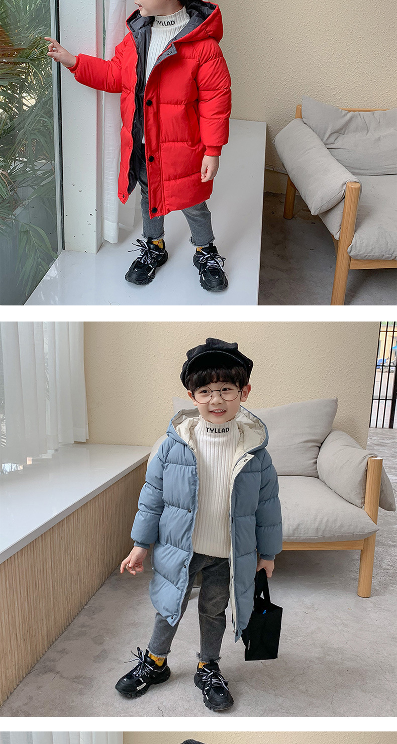 Herren- und Damenbekleidung für Kinder, daunenverdickte Baumwolljacke, mittlere Länge für Babys_voghion.com