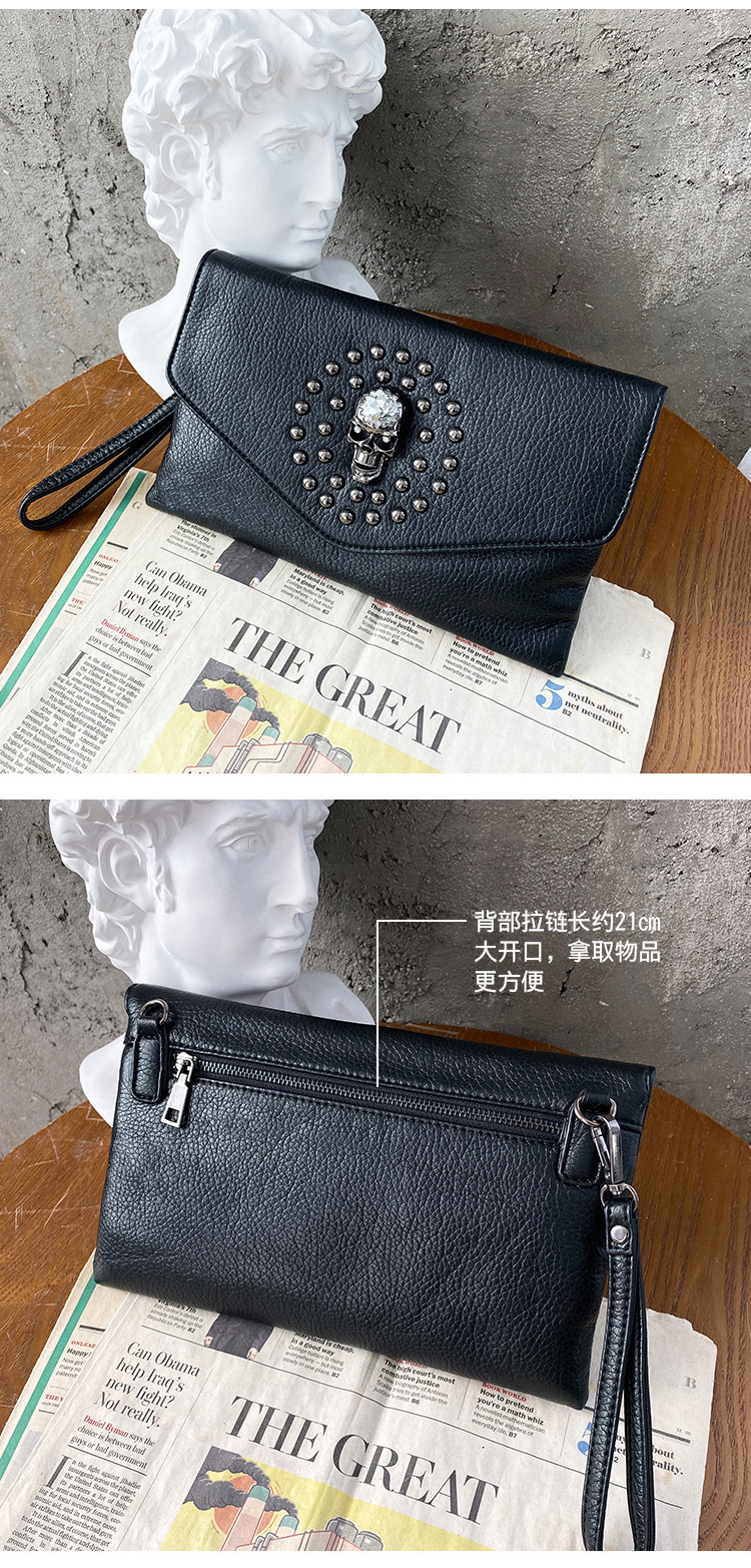 Schoudertas voor dames, punk stijl clutch met schedel decor_voghion.com