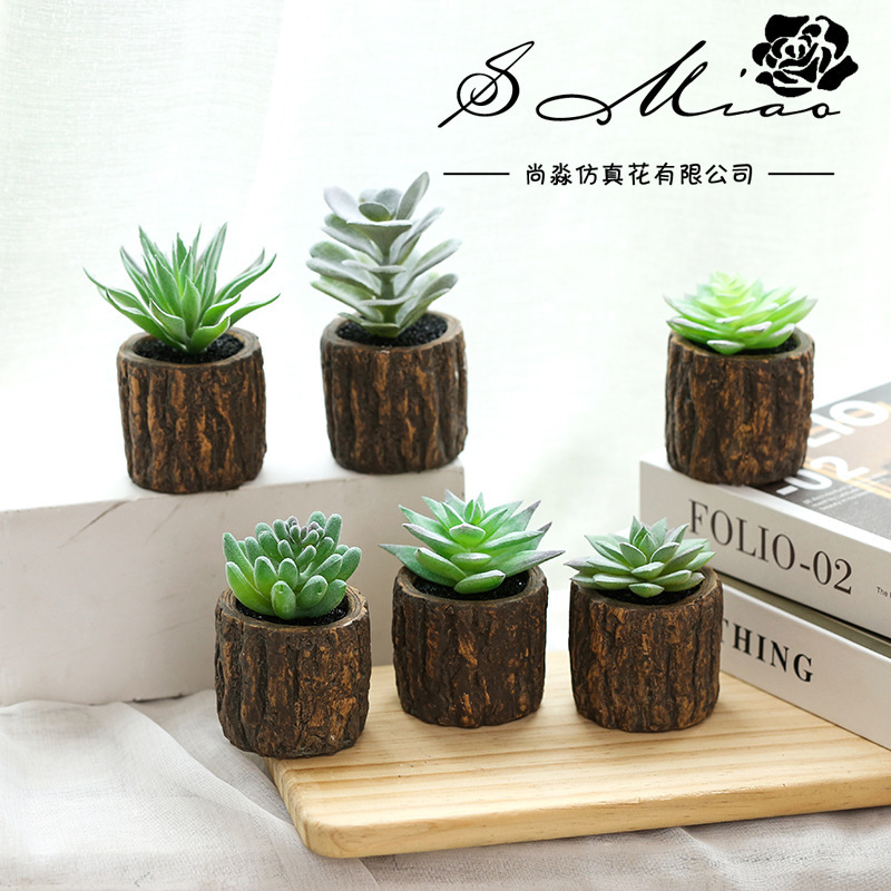 new pattern originality Decoration simulation Succulent plants cement Wood bonsai Manufactor Supplying Cross border Specifically for Artificial Flower