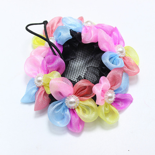 New children's flower elastic hair net with drawstring, for little princess ballerina hairdo, dance headwear hair accessories wholesale