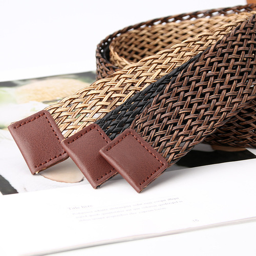 New women's woven belt trendy European and American style versatile dress decorative belt fashion trouser belt belt wholesale