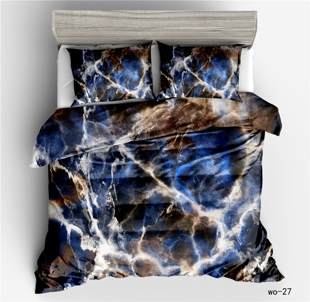 Housse de couette numérique en marbre moiré et taie d'oreiller pour la maison, housse de couette trois pièces, textile transfrontalier personnalisé Vio_voghion.com
