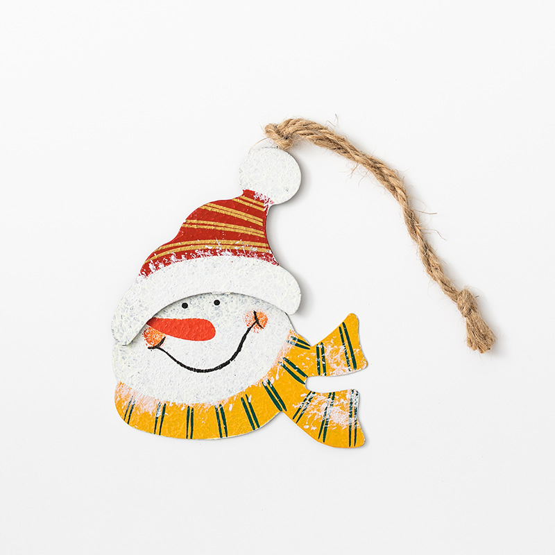 Papá Noel muñeco de nieve árbol de Navidad colgante de hoja de hierro decoración de Navidad colorido lindos paquetes de regalo decoración colgante