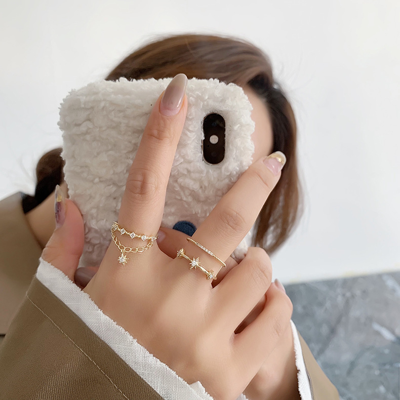 Tassel Chain Star Zircon Ring display picture 2