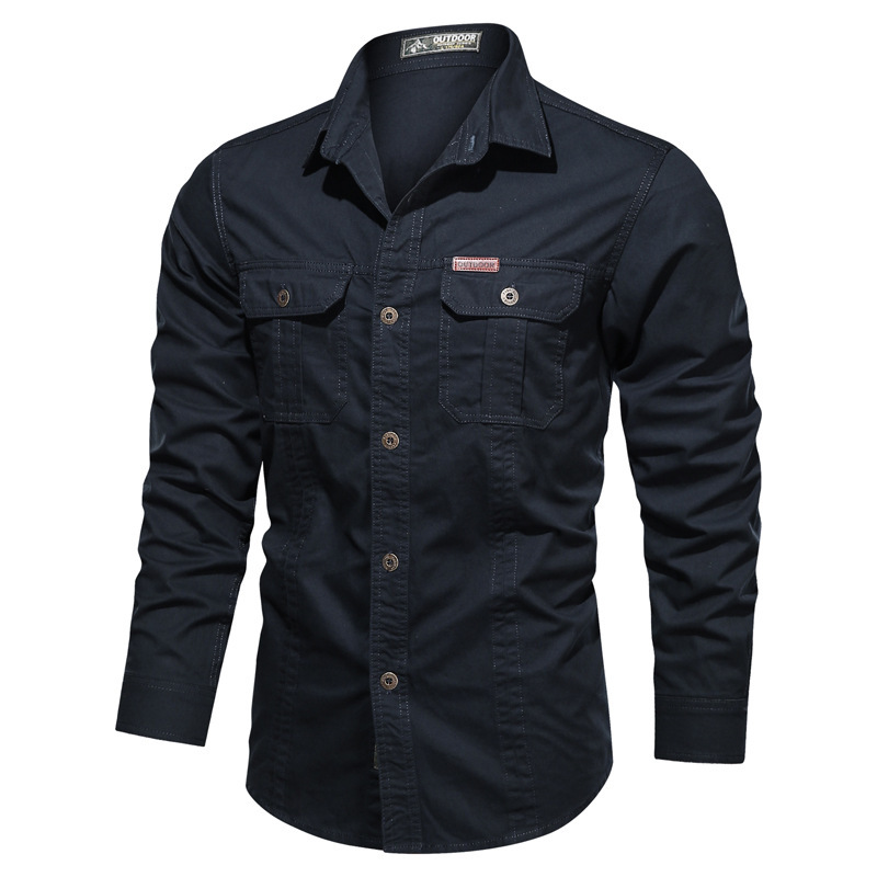 2024 Nuovo autunno casual puro cotone lavato stile militare oversize abbigliamento da lavoro manica lunga uomo_voghion.com