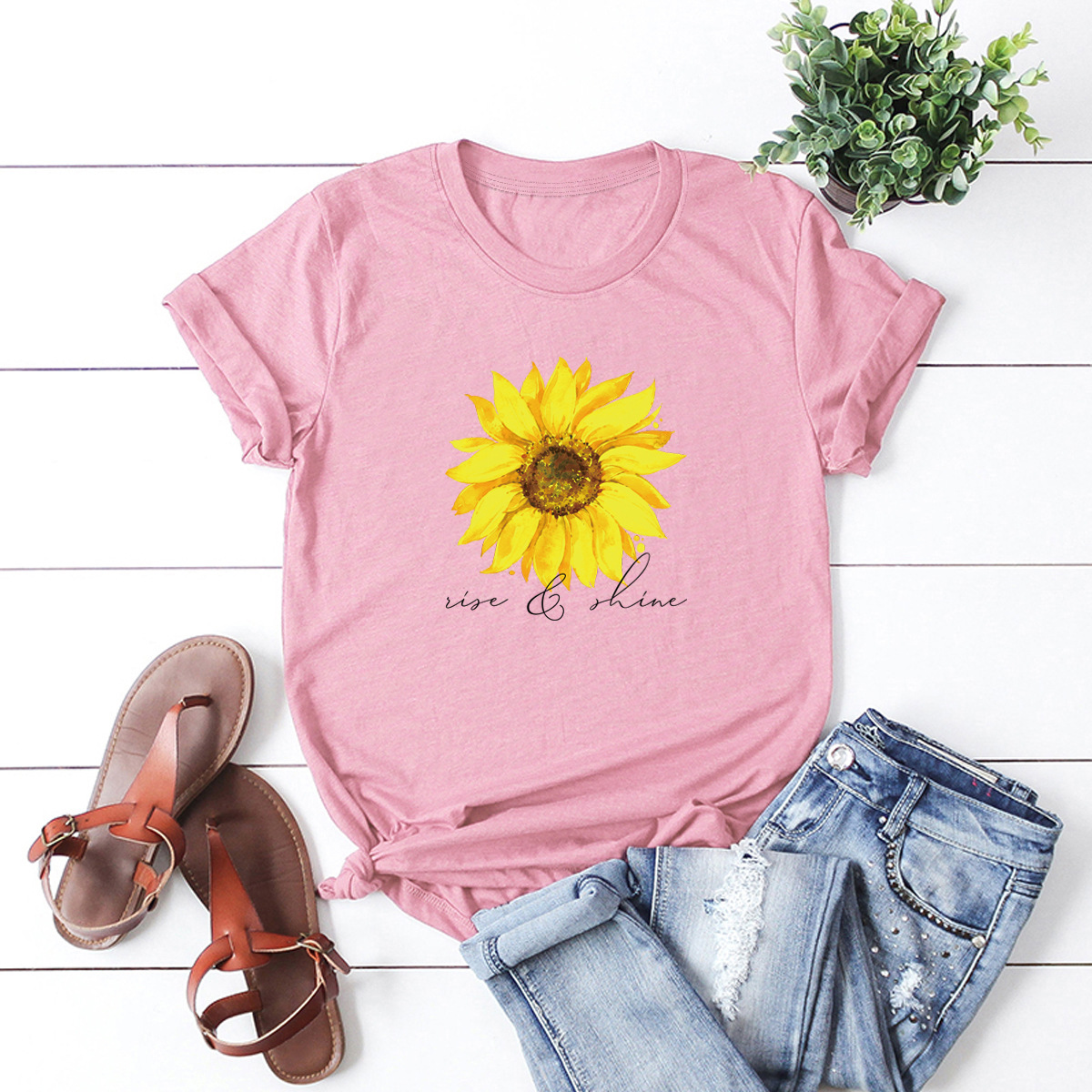 casual hot sunflower short-sleeved women s t-shirt NSSN1792