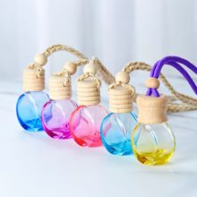 创意车载香水瓶香水挂件木刻彩色玻璃香薰瓶挂式香水指甲油瓶