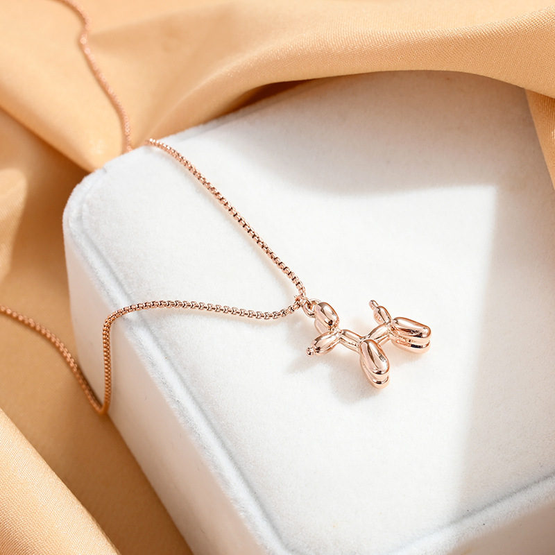 Kinder-Spaß-Ballon-kleiner Hund-Design-Titan-Stahl-Halskette, kleines dreidimensionales Mädchen-Schlüsselbein-Ketten-Accessoire-Anhänger_voghion.com