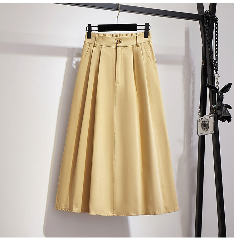 A-Line Skirt Dresses Type Cotton Fabric Type Summer Spring Casual Solid Color Cotton Midi Dress Skirts