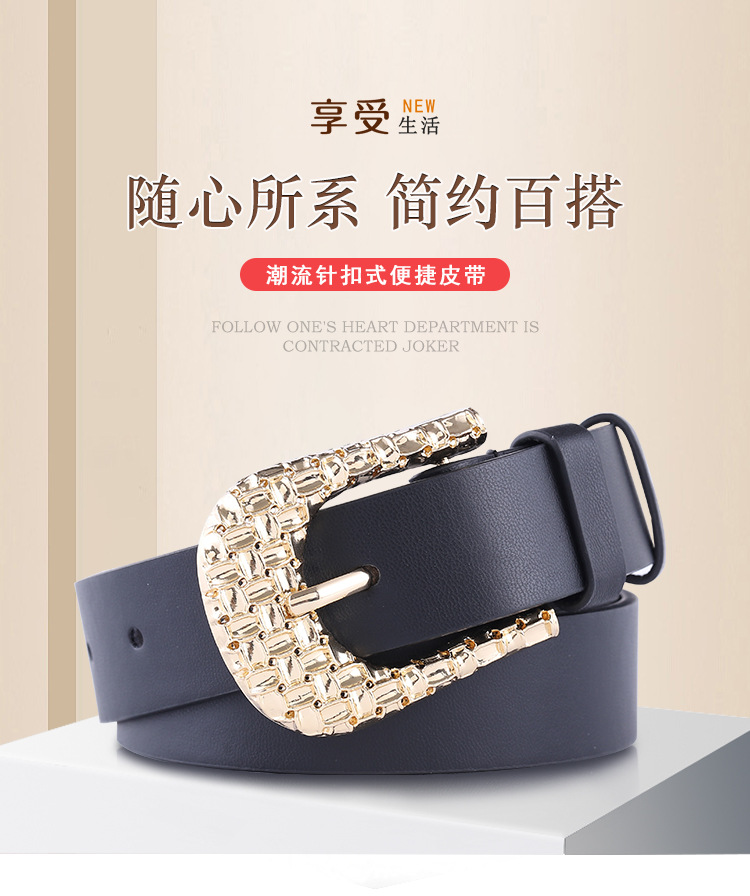Combination With Black Gold Buckle Belt Ladies Fashion Pattern Pin Buckle Decorative Belt Women Wholesale Nihaojewelry display picture 19