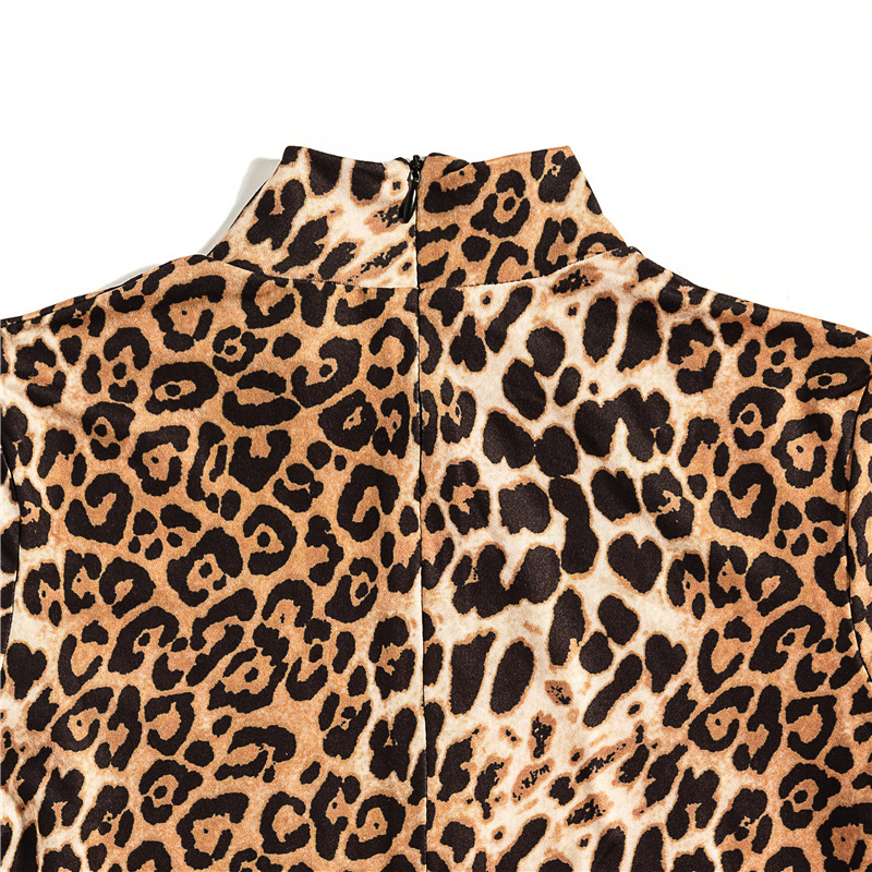  sexy high collar waist leopard print bodysuit shorts  NSAG4685