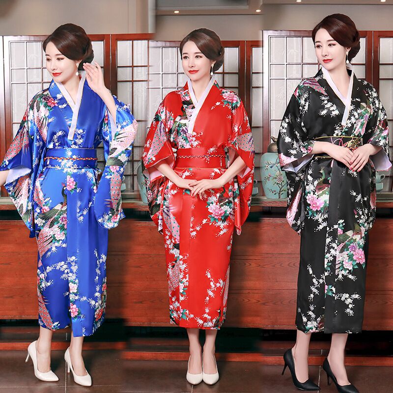 女式和服宽松大码振袖日本和服孔雀花舞台演出服写真动漫表演服