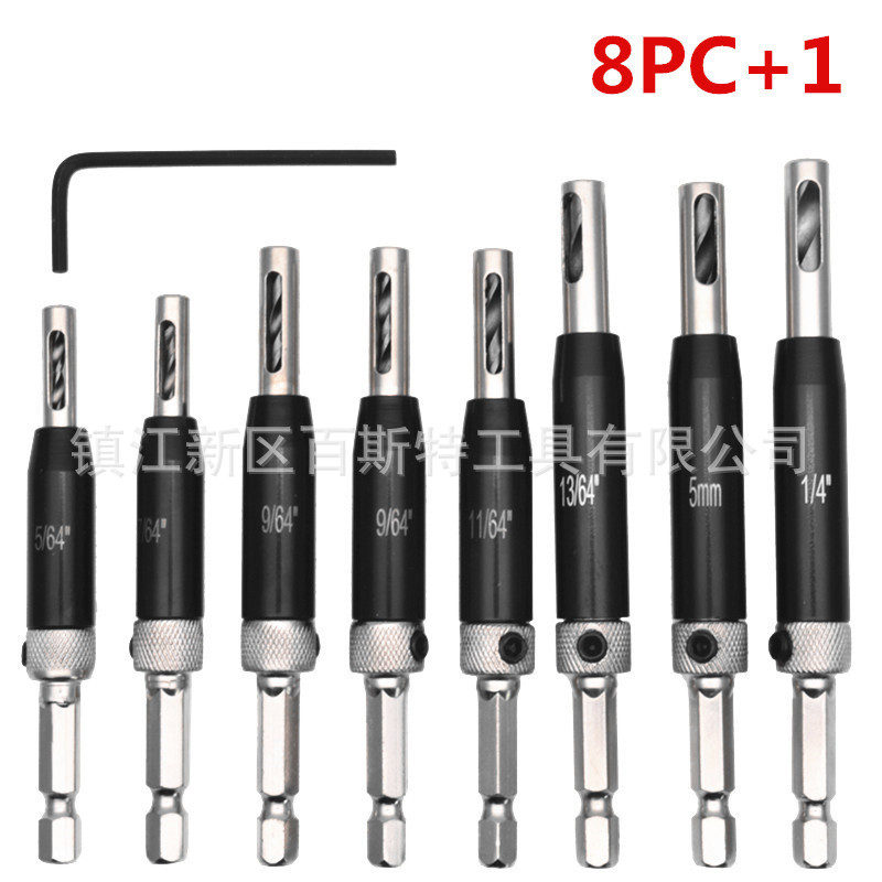 Hexagonal Handle Black and White Woodworking Hinge Drill Hinge Punching Positioning Drill Punching Locator Inch Twist Drill