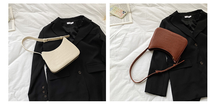 Crocodile pattern armpit women, niche design, high-end PU styling handbag, Korean version shoulder bag for women_voghion.com